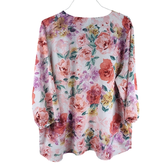 Serengeti 2X Top Blouse Womens Floral Tunic Pullover EUC - Picture 5 of 7